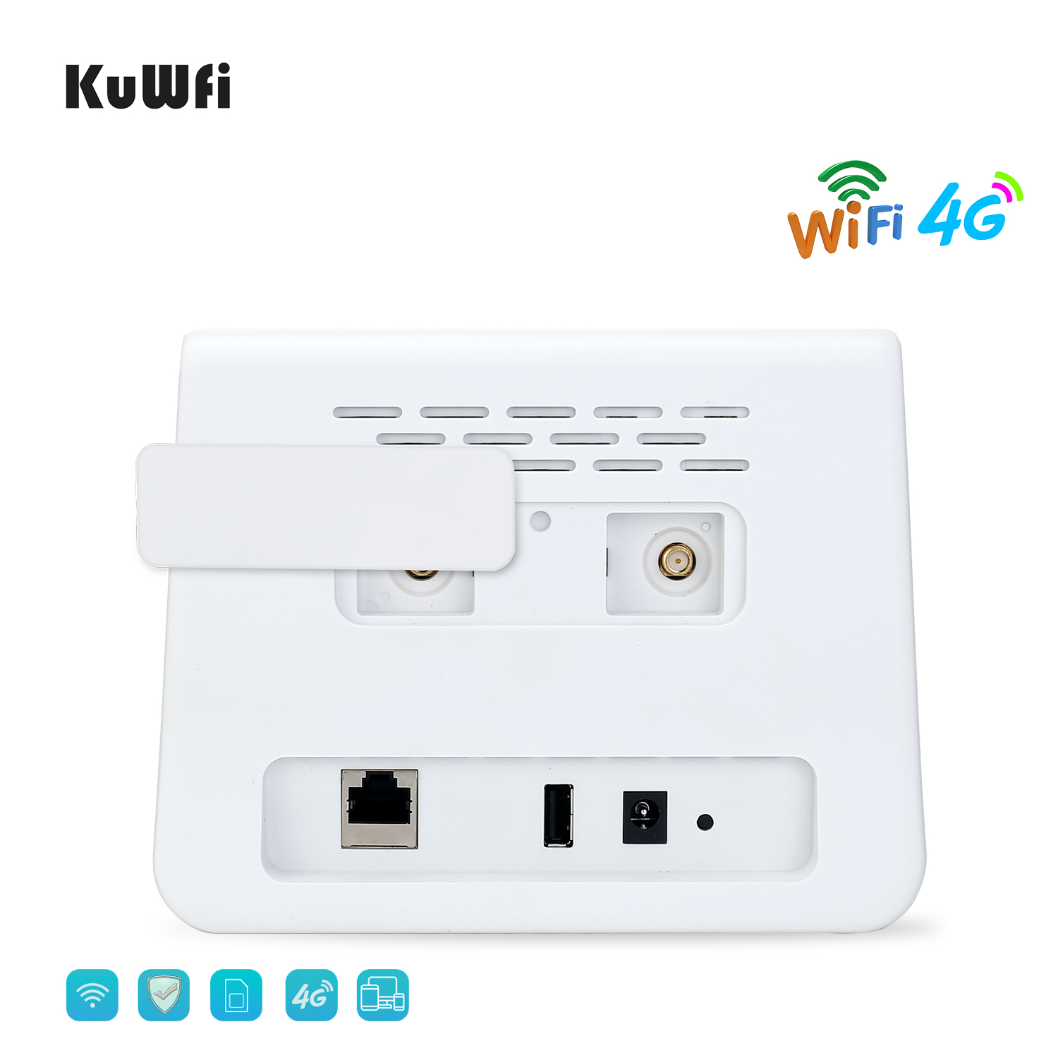 KuWFi 4G Wifi Router 150Mbps LTE CPE CAT4 4G SIM Card Router Mobile Wifi Hotspot Support 4G to LAN Port 32 WiFi Users