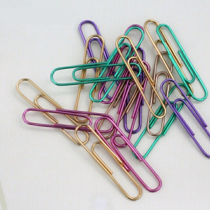 metal paperclips 15 pcs/pkg fresh color large size 50mm light blue green light purple colour clip can you as bookmark promotion