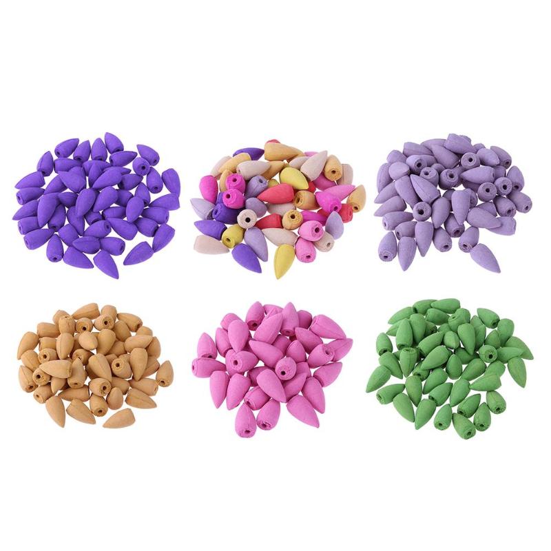 20pcs/bag Household Natural Backflow Incense Fragrant Reflux Aromatherapy Cones Lavender Tea Lily Incense Cones Flower Incense
