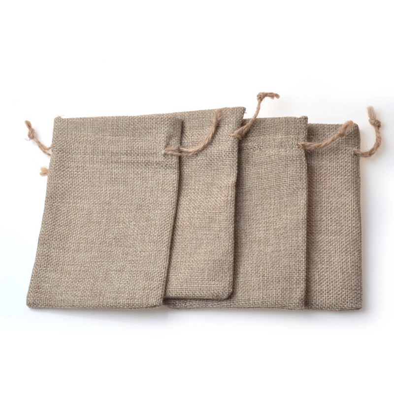 Hot! 20pcs/lot Multi-size Jute Pouch linen Hessian hemp drawstring small gift packaging Bag Wedding candy jewelry packing pouch