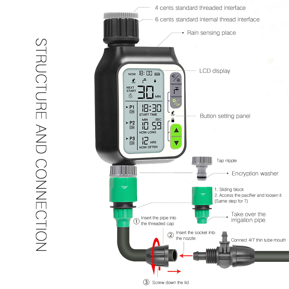 Watering Timer With Rain Sensor Irrigation Timer Waterproof Water Level Sensor Automatic Watering Flowers System Garden Tools