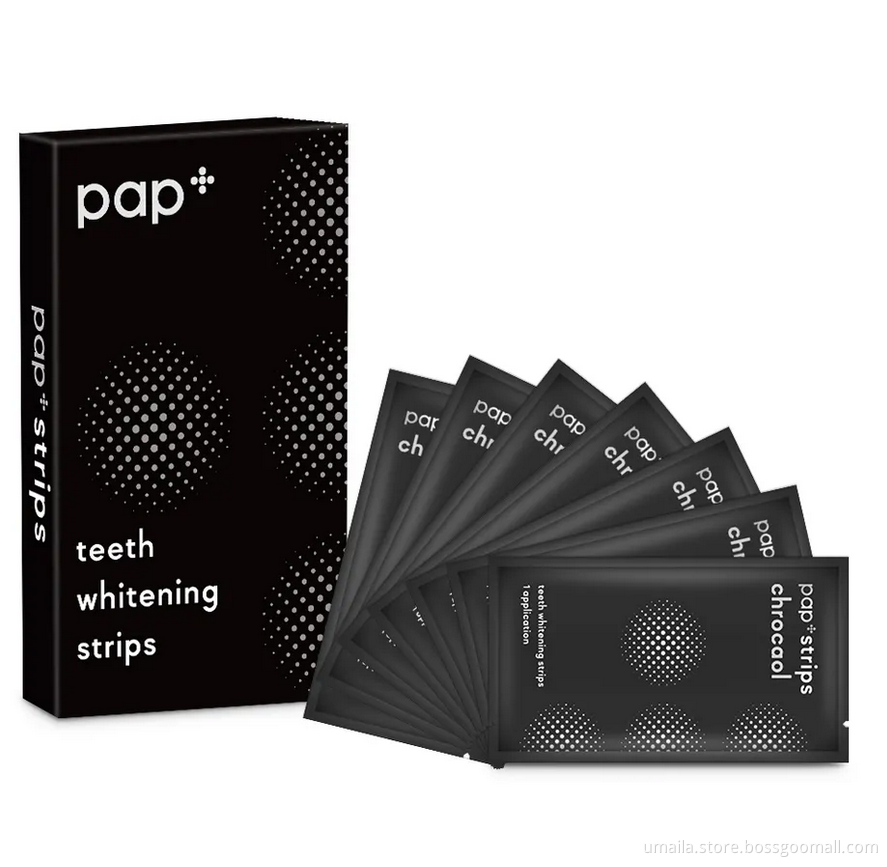 14 Pouches Per Box PAP+ Charcoal Teeth Whitening Strips Factory Supply Private Label Professional Whitening Teeth Strips