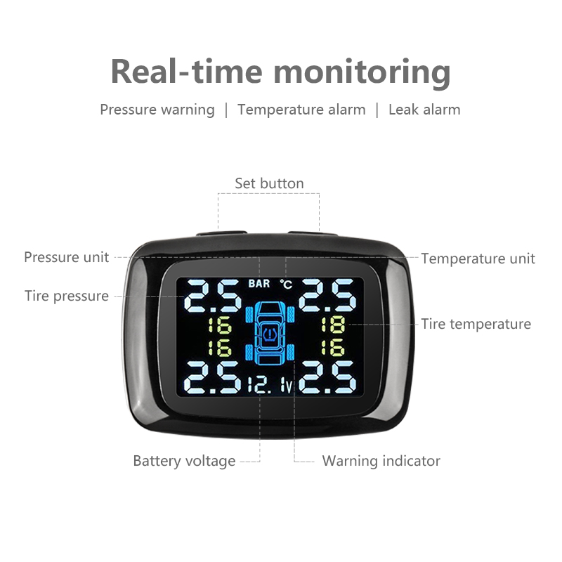 Jansite Car TPMS Tire Pressure Monitoring System Sensors Cigarette Lighter USB port Auto Security Alarm Systems Tire Pressure