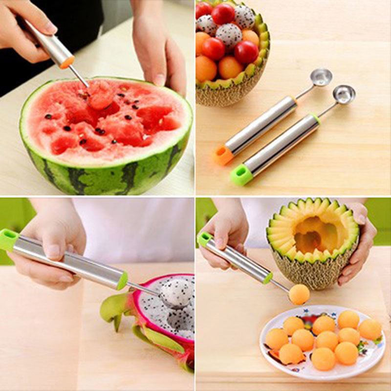 New Creative Ice Cream Dig Ball Spoon Baller of Varied Cold Dishes Tool Watermelon Melon Fruit Spoon Wood Spoon Coffee Spoon