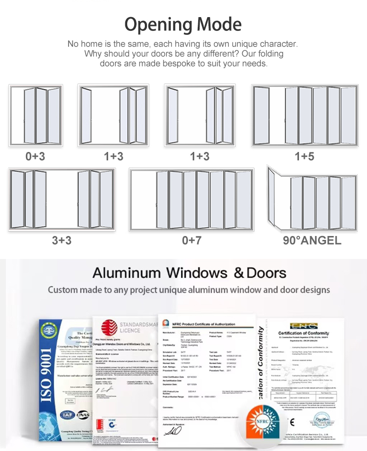 Aluminum Folding Doors of Glass Applications