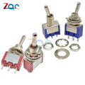 5pcs Mini auto MTS-103 Toggle Switch 3Pin 3 Position Latching SPDT MTS103 ON-OFF-ON 125VAC 6A/5A 250VAC 2A/3A 1/4 Inch Mounting