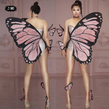 festival fairy butterfly wings rave accessories rhinestone bodysuit dance clothes women stage birthday party nightclub cosplay