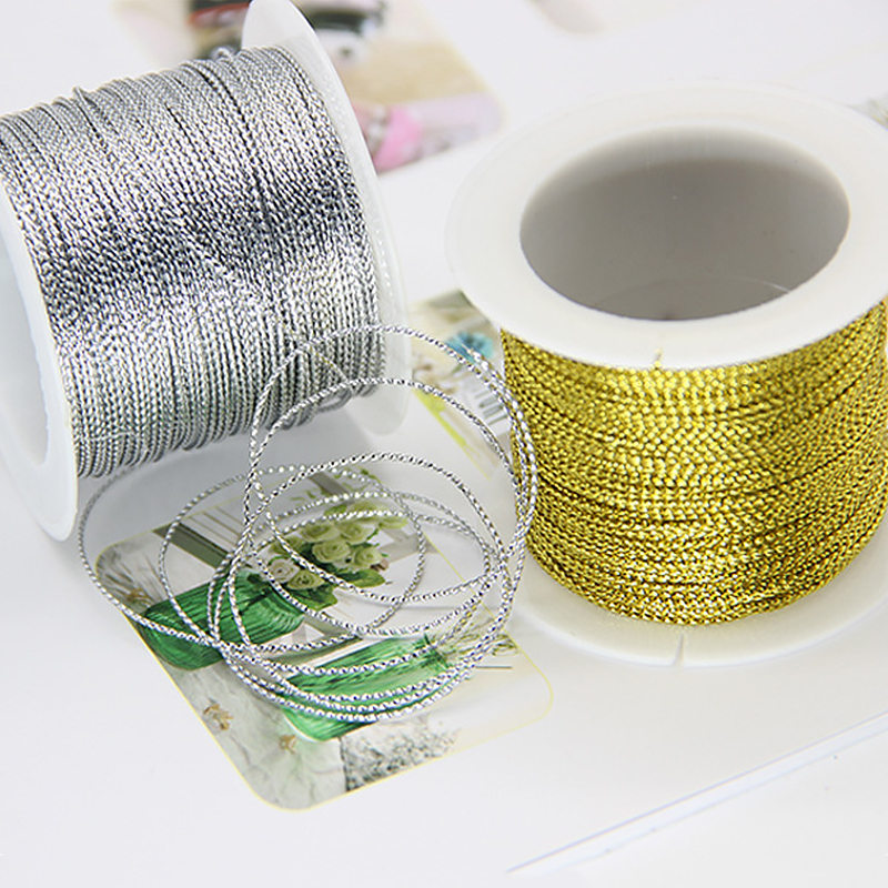 20M Rope Gold Silver Cord Gift Packaging String Metallic Jewelry Thread Cord DIY Tag Line Bracelet Making Labels Mark Lanyard