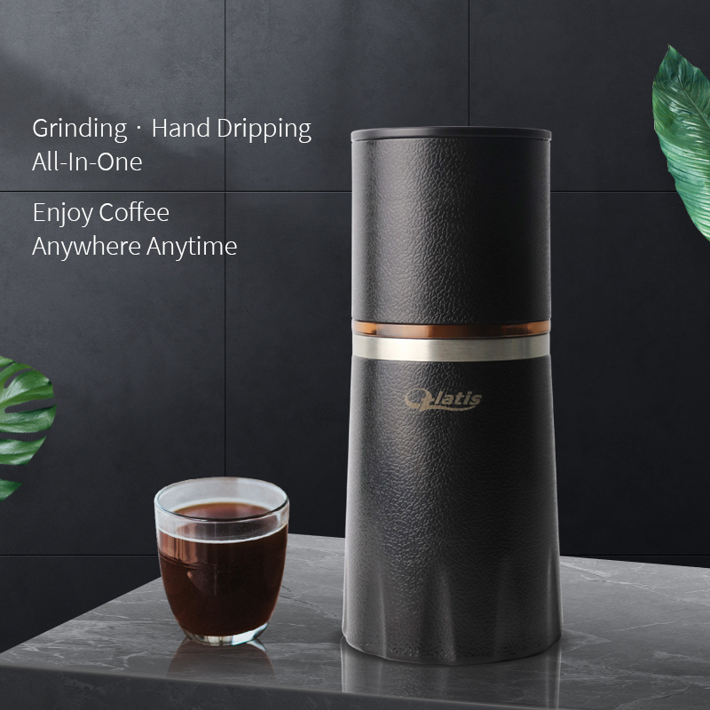 Portable Coffee Maker 2 in 1 Stainless Camping Travel Manual Easy Coffee Grinder Coffee Mug Percolator Set