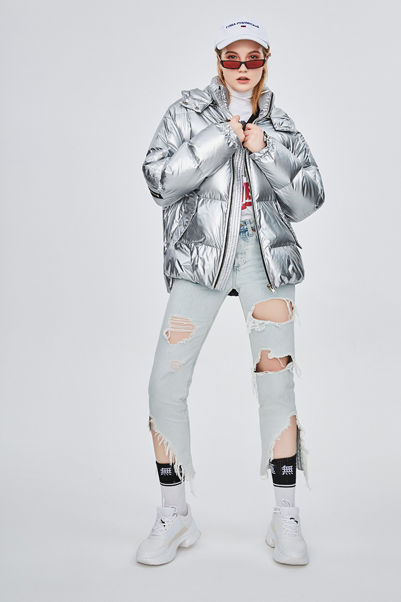 Loose Sliver Hoodie Puff Jacket