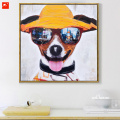 Puppy Canvas Print Sunglasses Dog Oil Painting