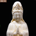 White Guanyin sculpture statue home decoration crafts 13cm beautifully carved Feng Shui decorative Buddha statue free shipping
