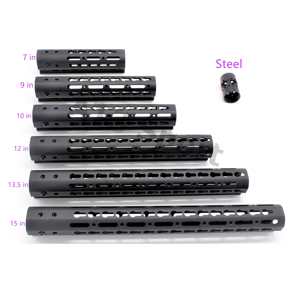 7/9/10/12/13.5/15'' inch Black KeyMod Handguard Free Float Mount System Rails Steel Nut Fit Rifle AR15 .223/5.56