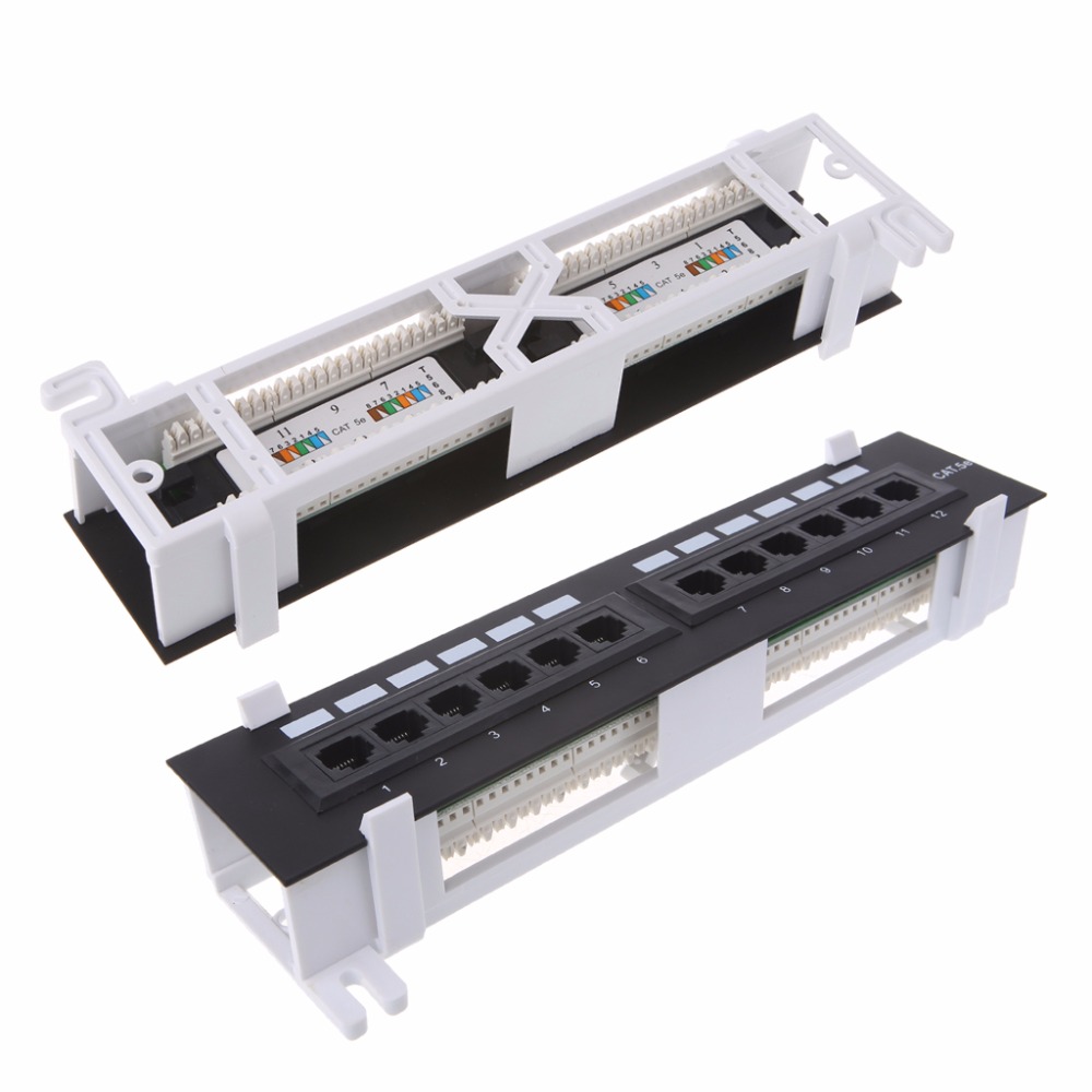 12 Port CAT5 CAT5E Patch Panel RJ45 Networking Wall Mount Rack Mount Bracket for Computer Office Network Tool