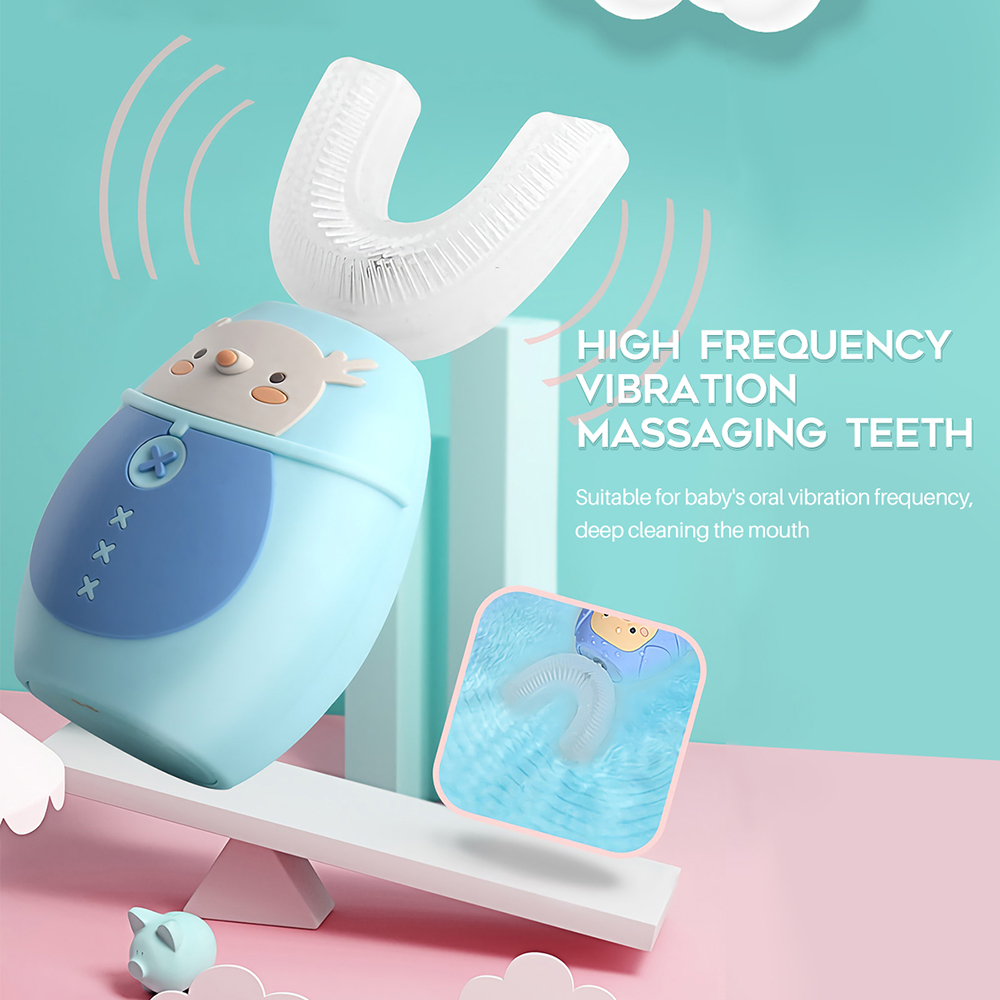 U 360 Sonic Electric Toothbrush for Children Cartoon Pattern USB Charging Silicone Kids Teeth Brush Tooth Whitening Waterproof
