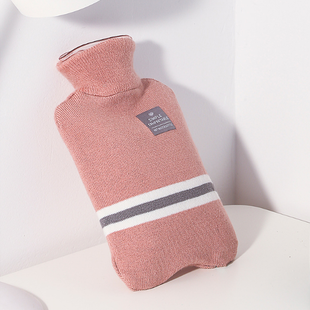 1000/2000ml Hot Water Bottle Winter Solid Color Thickened Warm Hand Bag Water Injection Type Belly Warming Hot Water Bottle