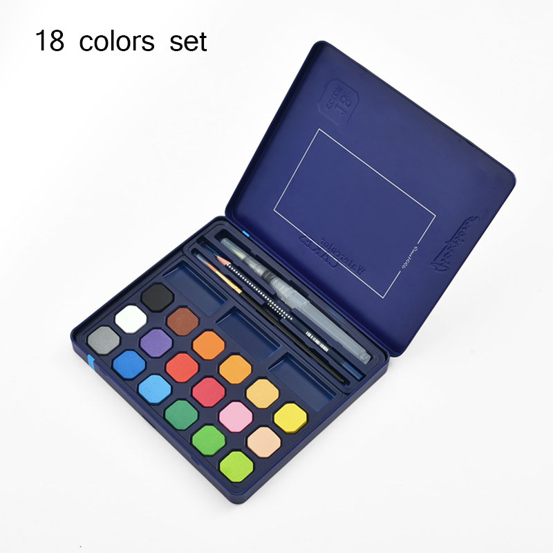 Giorgione Solid Watercolor Pigment Set Hand-painted 24/36/48 Colors Water Color Iron Box Portable Children's Paint Art Supplies