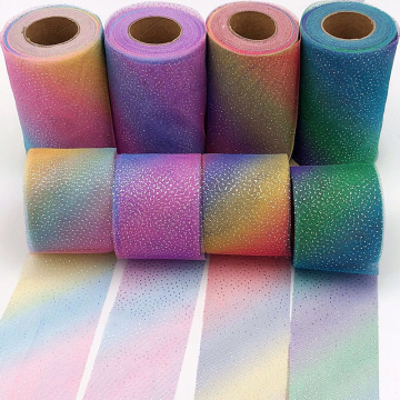 6cm*25yards Rainbow Glitter Tulle Rolls Organza Unicorn Birthday Decoration Wedding Decor Party Supplies Baby Shower Tutu Skirt