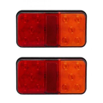 2 Pcs Stop Turn Brake 10 LED Trailer Tail Light 10-30V Reflector Lamp Sealed Mount Lights for Boat Trailer RV Trucks Auto Parts