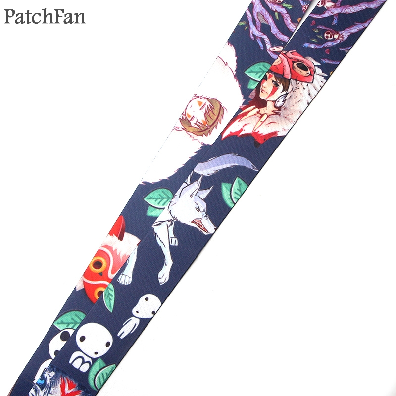 Patchfan Princess cartoon keychain lanyard webbing ribbon neck strap fabric para id badge phone holders necklace A1422