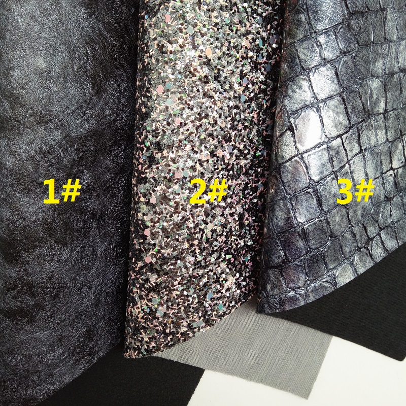 GREY Glitter Fabric, Metallic Faux Fabric, Crocodile Synthetic Leather Fabric Sheets For Bow A4 21x29CM Twinkling Ming XM838