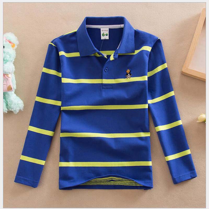 Children's Polo Shirts 2018 Spring Autumn Long Sleeve Striped Kids Boys Cotton Lapel Polo Shirt for Child 2-15 Years Boy Clothes