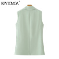 KPYTOMOA Women 2020 Fashion With Bow Tied Office Wear Wrap Vest Coat Vintage Notched Collar Sleeveless Female Waistcoat Chic Top