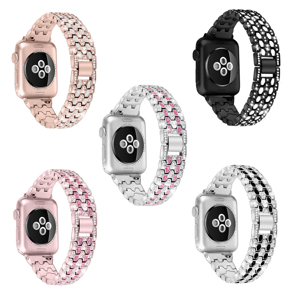 Diamond Bling Steel Bracelet for Apple Watch 6 Band Series SE/5/4/3/2 Fresh Elegant Women Strap for iWatch 44/40mm 42/38mm Belt