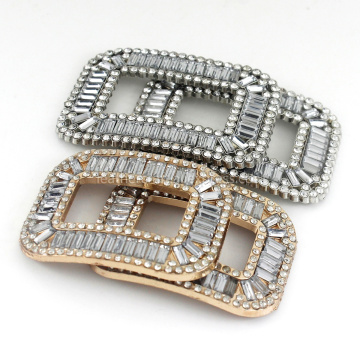 1pair Metal Square Rhinestone clasp buckle conchos Buckles Shoes Bag Purse Hat Decor Hardware DIY Leather Craft Accessory