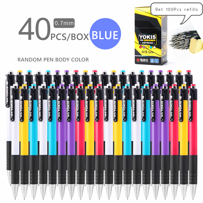 10/20/30/40pcs M&G Colorful Retractable Ballpoint Pen 0.7mm blue black red Ball Point Pen Pens for school office supplies