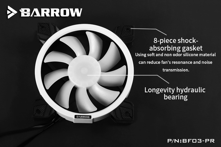 Barrow BF03-PR/BF04-PR LRC2.0 (5v 6pin) PWM Fans Water Cooling Radiator Fans, Hydraulic Bearings , Adjustable Ring Lighting