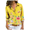 2020 Women's New Floral Print Shirts Butterfly Flower Shirts Printed Button Zip Up Long Sleeve Loose Top blusas mujer de moda