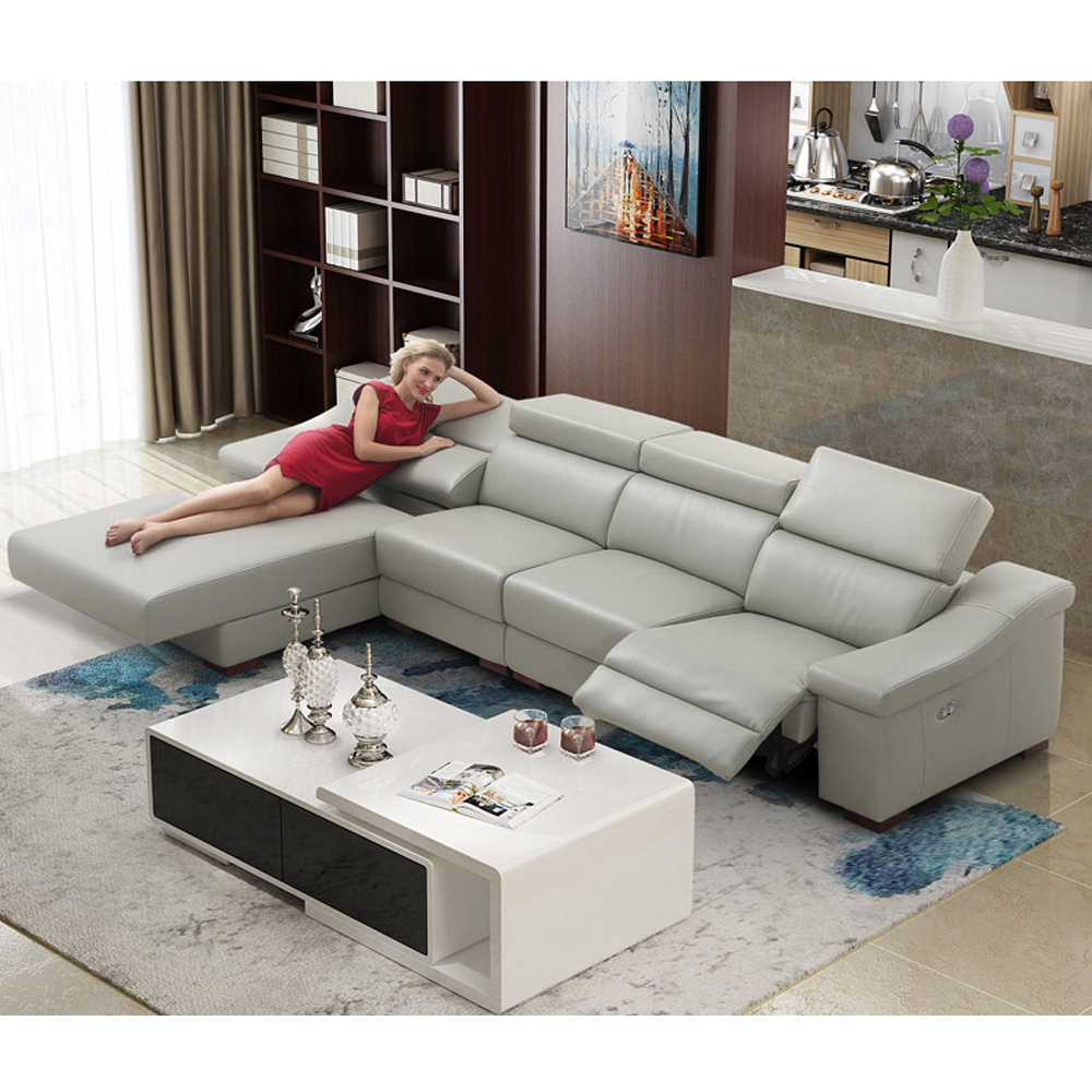 electric recliner relax living room Sofa bed L shape corner functional genuine leather couch Nordic modern muebles de sala cama