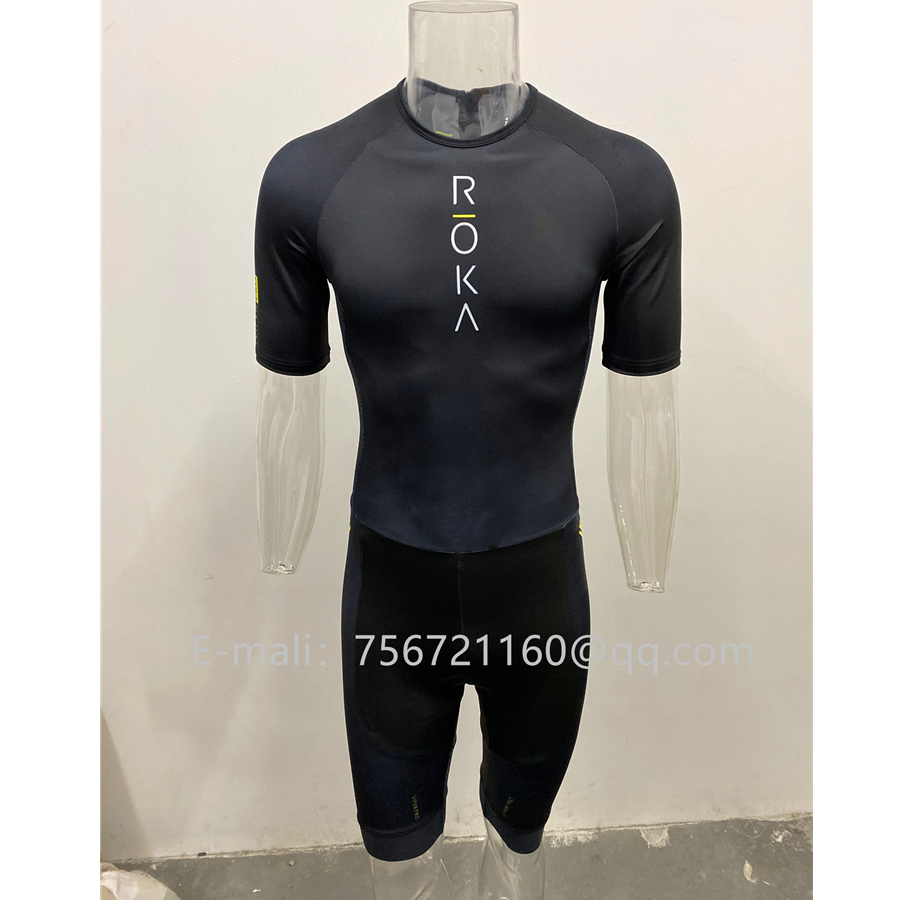 ROKA summer mens cycling skinsuit trisuit triathlon cycling jersey ciclismo swimming running MTB bike clothing non slip webbing