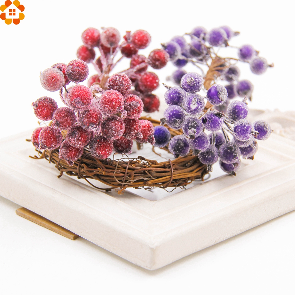 1cm 20pcs/lot Mini Scrapbooking Stamen Srtificial Berry Bouquet Flower for Party Wedding Candy Box Decoration Crafts Supplies