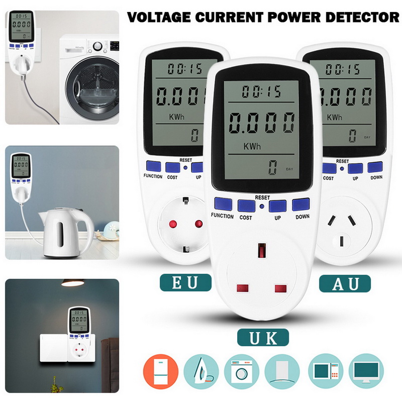 Power Meters 220v digital wattmeter eu energy meter watt monitor electricity cost diagram Measuring socket analyzer