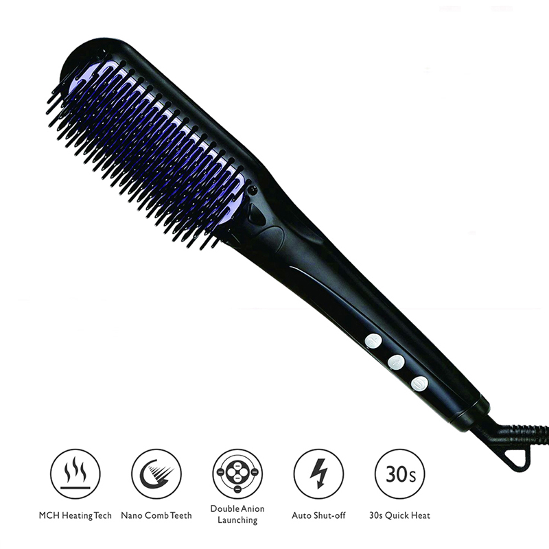 Professional Fast Heating Hair Straightener Comb Flat Iron Electric Smooth Hair Straightening Brush for Salon Styling Tool