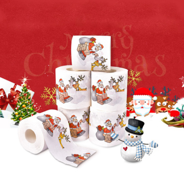 Christmas pattern color toilet paper Santa Christmas tree printed tissue Home Christmas Gifts Navidad 2020 Happy New Year 2021