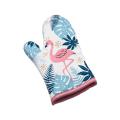 1PC New Flamingo Printed Oven Mitts Cotton Glove Microwave Oven Hot Baking Insulated Mitten, Designed for Light Duty Use