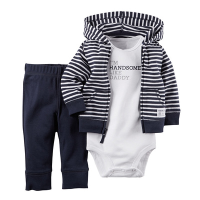 2020 Spring Autumn Baby Boy Girl Clothing Sets Long Sleeve Striped Handsome Coat+Bodysuit+Pants 3PCS Baby Boys Girls Clothes Set