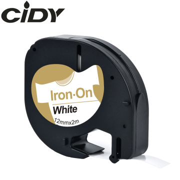 CIDY for Dymo LT 18769 18771 18768 18770 Fabric Iron-on black on white 12mm*2m compatible Dymo Letratag 91201 Tape for LT-100H