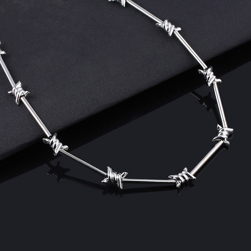 SG Punk Jewelry Thorns Bamboo Flame Necklace Barbed Wire Bramble Pants Wallet Belt Rock Chain Hip Hop Collar Women Men Fashion