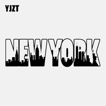 YJZT 16CM*4.8CM NEW YORK Word Logo Skyline Building Skyscrapers Vinyl Decal Car Sticker Art Black/Silver C3-1818