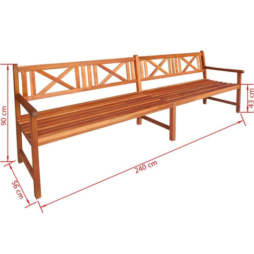 [AU Warehouse]Furniture Garden Bench Solid Acacia Wood 240x56x90 cm Brown