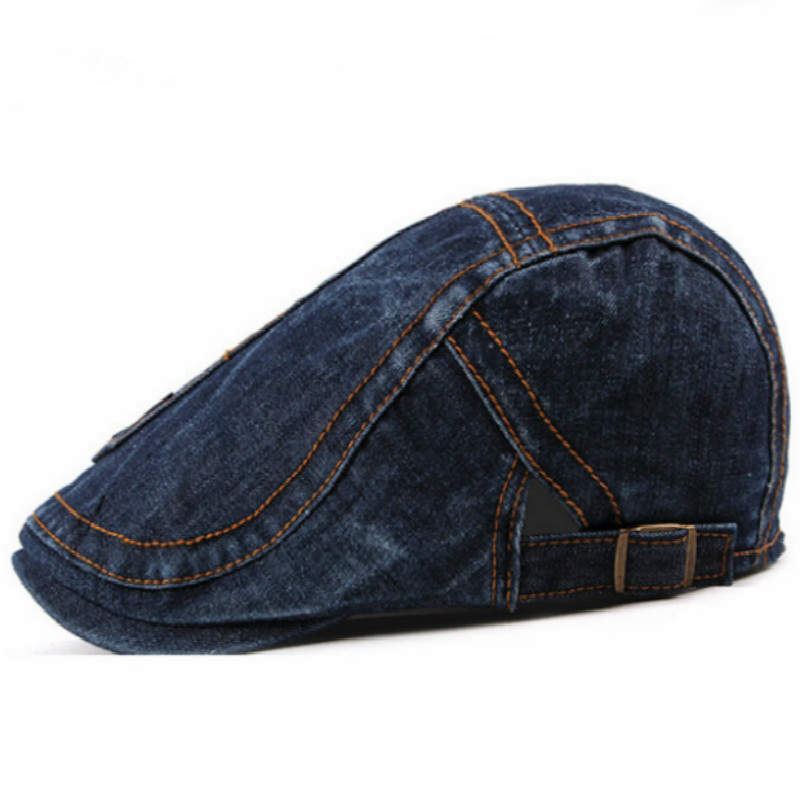 Vintage Denim Flat Ivy Hat For Men Women Adjustable Newsboy Style Jean Beret Male Retro Cabbie Duckbill Peaked Cap Autumn Gorras