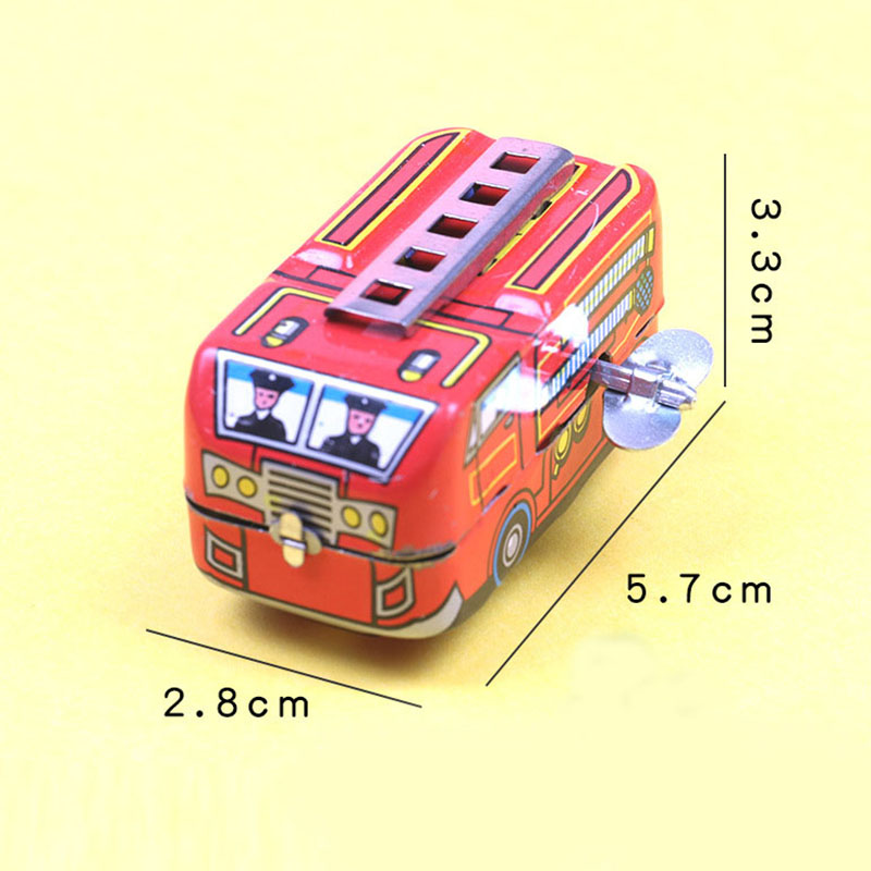 Red Car Kids Classic Toy for Children Clockwork Vintage Fire Chief Firefighter Car Truck Model Wind Up Toys