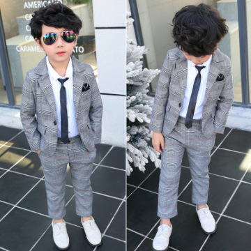 Baby Boys Blazer Suit Kids Boys Plaid Jacket+pants 2pcs Sets Children's Clothing Boys Gentleman Set Kids Boys Wedding Costume