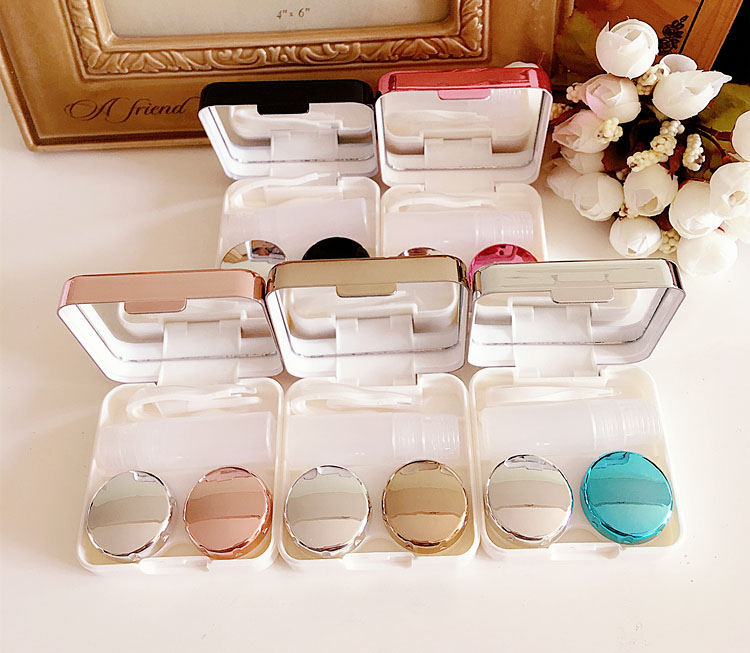 2019 Colored Contact Lens Case With Mirror Women Man Unisex Contact Lenses Box Eyes Contact Lens Container Lovely Travel Kit Box