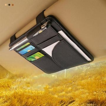 Car Sun Visor Organizer Holder PU Leather Sunglass CD DVD Card Stowing Case Auto Storage Holder Clip Holder Car Styling