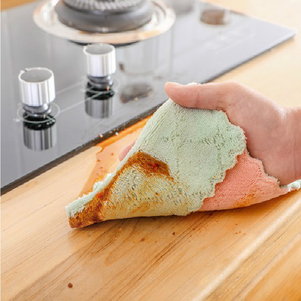 1/3/8/10 pcs Kitchen Dish Cloth Double-layer Absorbent Microfiber Non-stick Oil Dish Household Cleaning Wiping Towel Kichen Tool